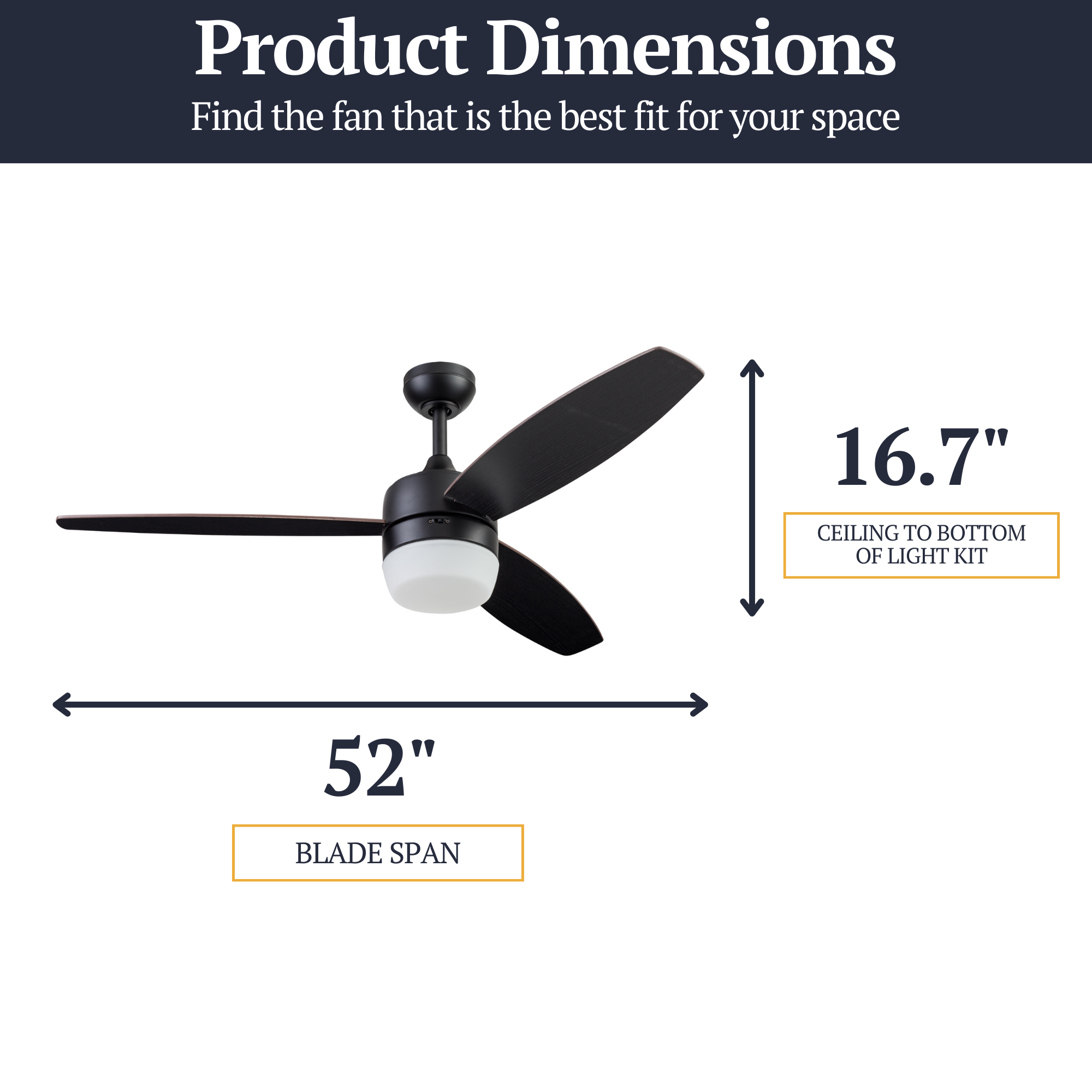 52 Inch Smart Ceiling Fan with Remote Control - Matte Black Finish - Quiet Operation, Energy Efficient - Perfect for Living Room, Bedroom, and Office Spaces