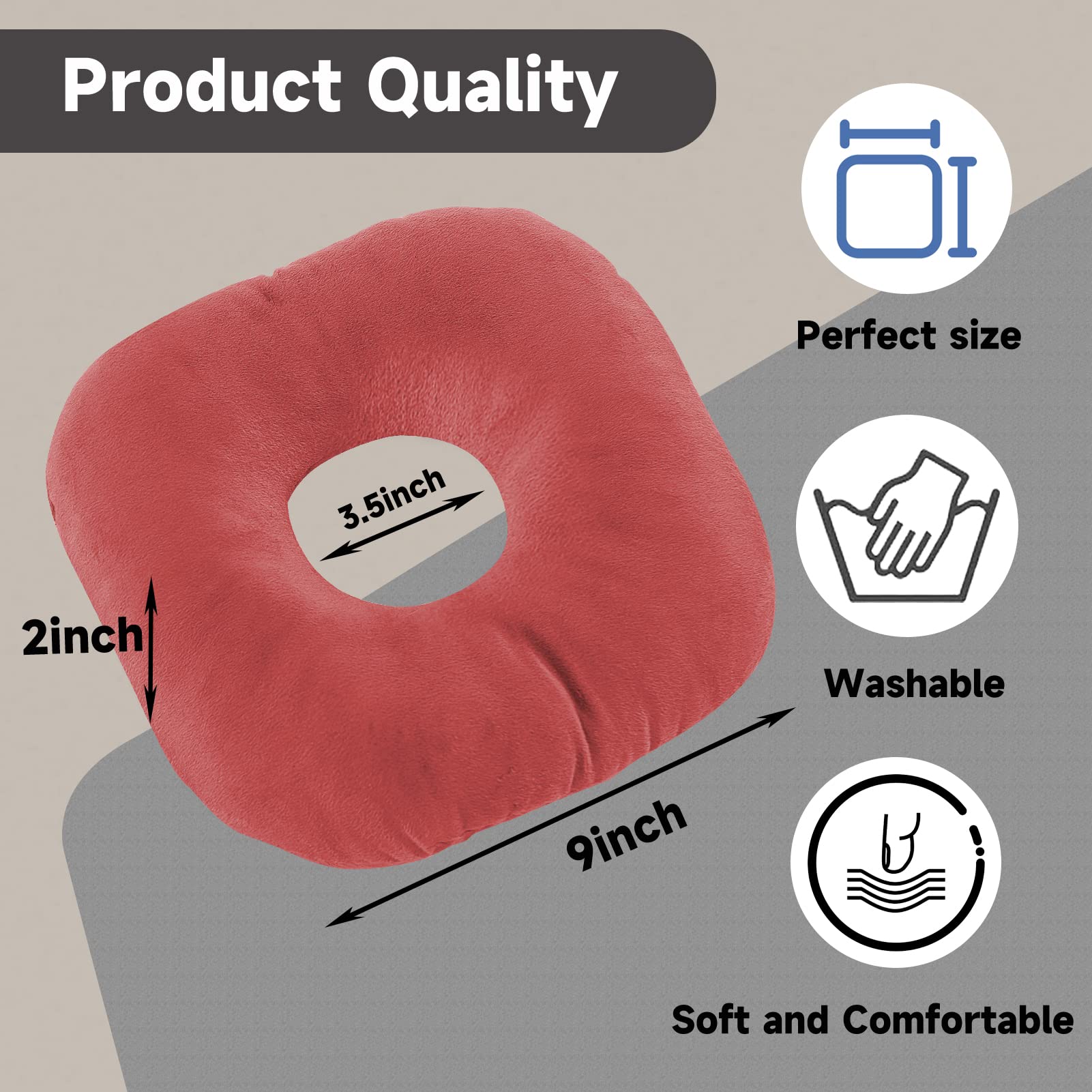 Ear Piercing Pillow for Side Sleepers with Ear Hole - Donut Pillow for CNH, Ear Pain & Inflammation Relief - Pressure Sore Prevention Ear Guard Pillow (Deep Red) - Perfect for Post-Piercing Care & Comfortable Sleep