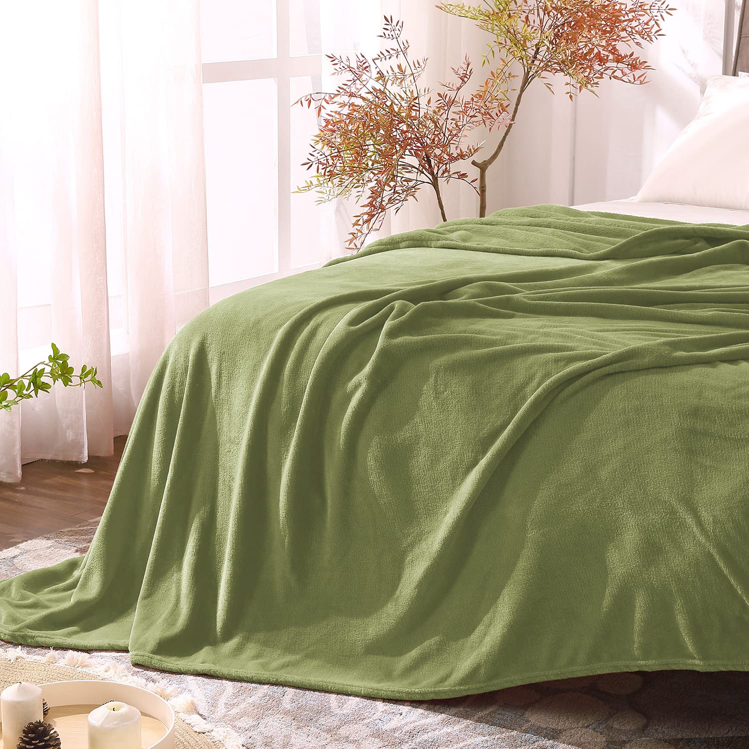 BEDELITE King Size Fleece Blanket - Ultra Soft & Warm Sage Green Plush Throw for Bed, Couch & Winter Use - 108