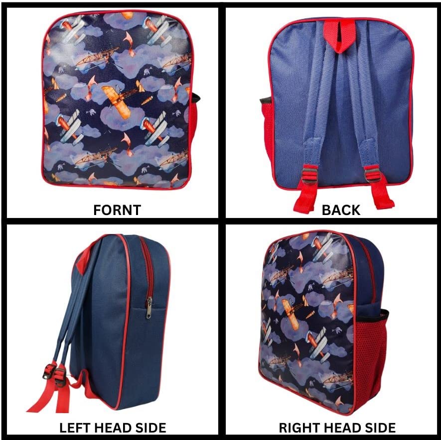 RedChimes Stylish Airplane Design Kids Backpack for Boys & Girls - Durable Polyester School Bag (1 Pack) - Perfect for School, Travel & Daily Use