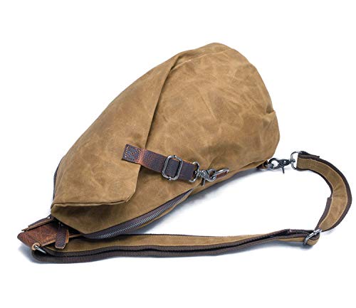 Men's Waxed Canvas Sling Backpack - Crossbody Casual Daypack for Travel, Hiking & Everyday Use