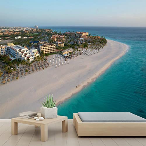 3D Coastal Landscape Wall Mural - PVC Self-Adhesive Peel & Stick Wallpaper for Bedroom & Living Room Decor - 110