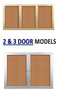 Locking 2 & 3 Door Metal Enclosed Outdoor Bulletin Boards - 35+ Sizes for Schools, Parks & Business Security Display Cases