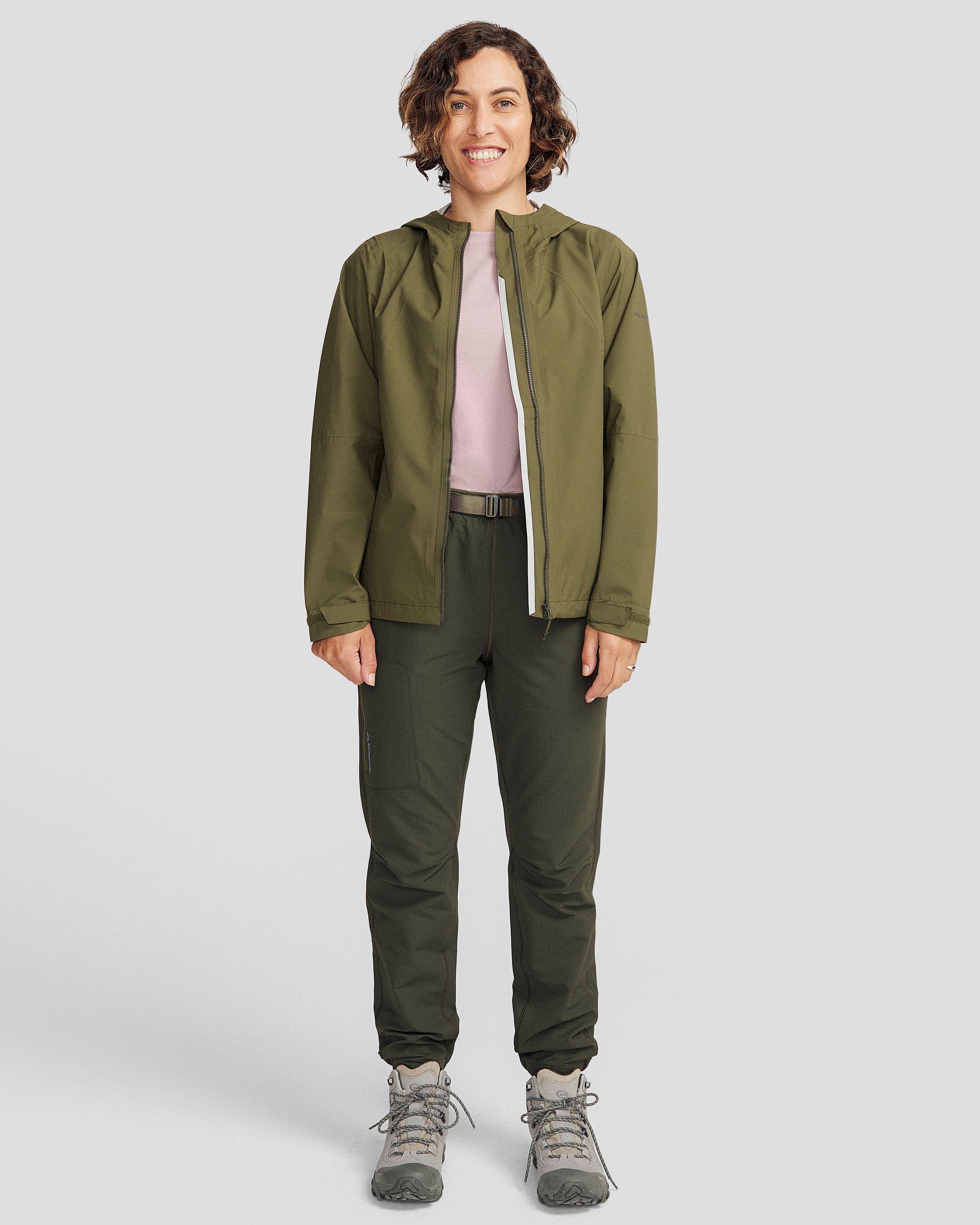 Women's Waterproof Trailhead Stretch 2.5 Layer Rain Jacket - Light Moss Green - Hiking, Camping & Outdoor Activities