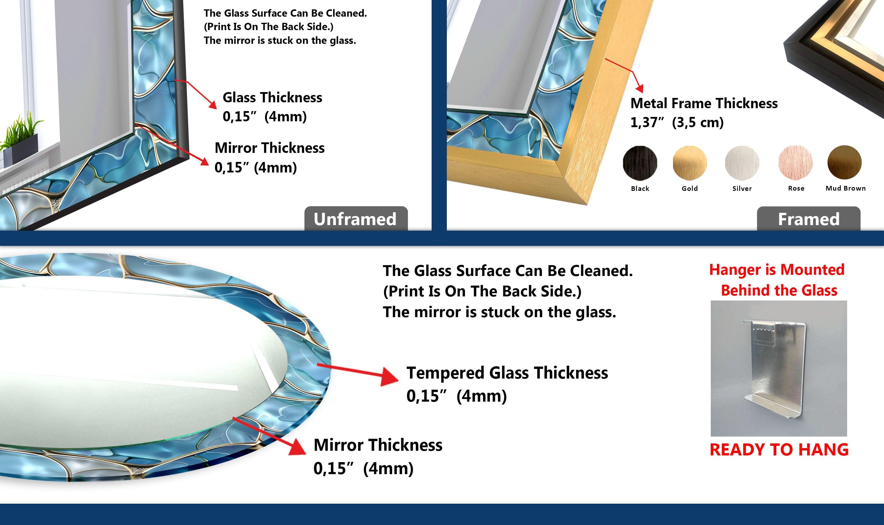 Blue Marble Sea View Wall Mirror - Coastal Decor for Bathroom & Bedroom - Perfect for Beach House & Nautical Theme Decor