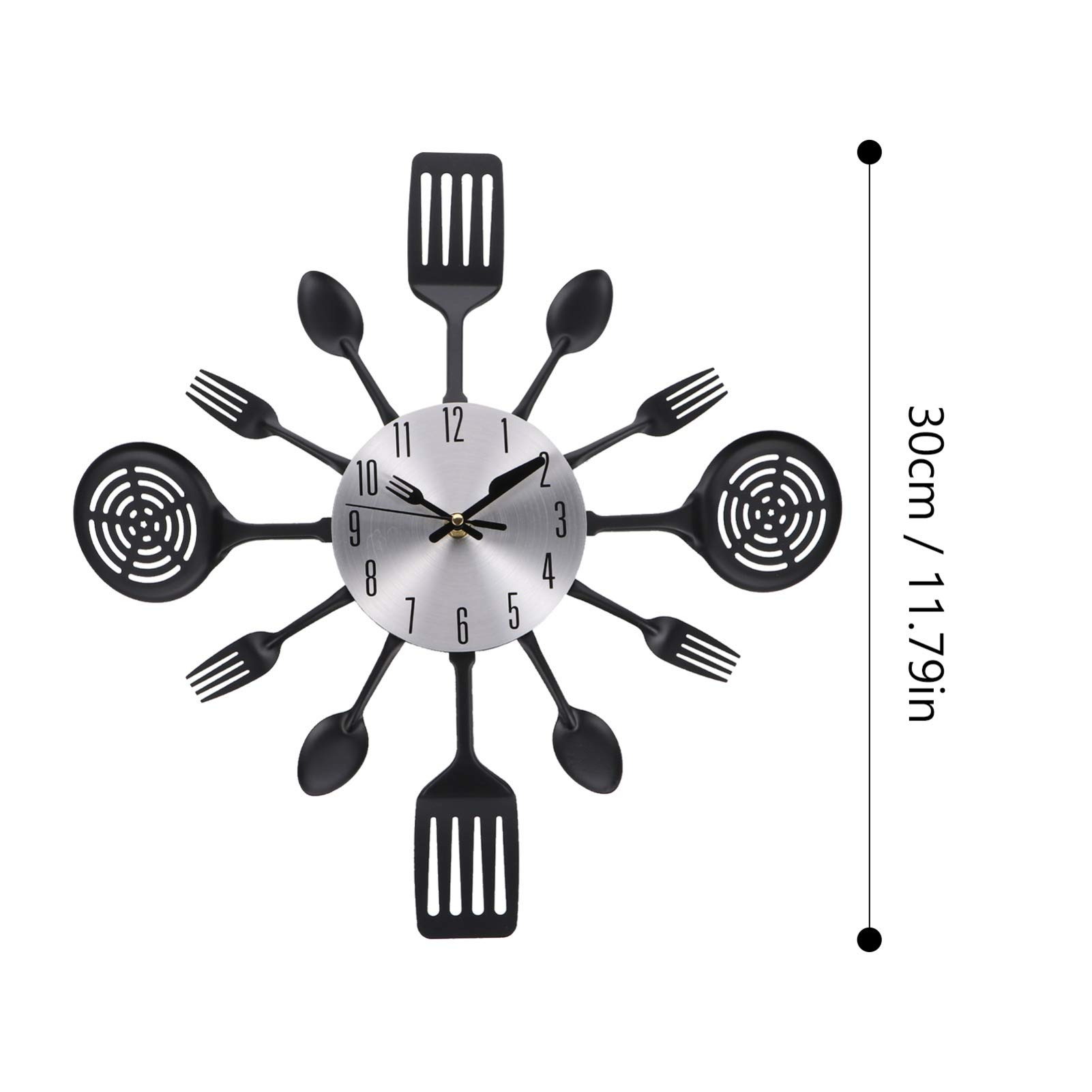 Rustic 3D Removable Kitchen Wall Clock with Forks and Spoons - Unique Cutlery Design for Home & Room Decoration - Perfect for Farmhouse, Dining Room, or Kitchen Wall Decor