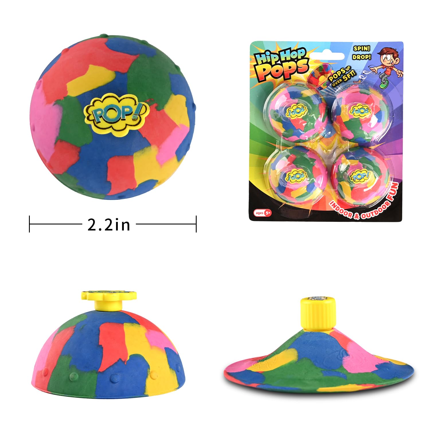 4-in-1 Bounce Bowls Ball Fidget Toy Set for Kids & Adults - Stress Relief Spinning Pop Up Toys, Outdoor Sports Game & Finger Tip Sensory Toys - Perfect for School, Birthday Party Favors, Goodie Bag Fillers (Boys & Girls) - Great for Anxiety Relief, Classroom Focus & Outdoor Playtime