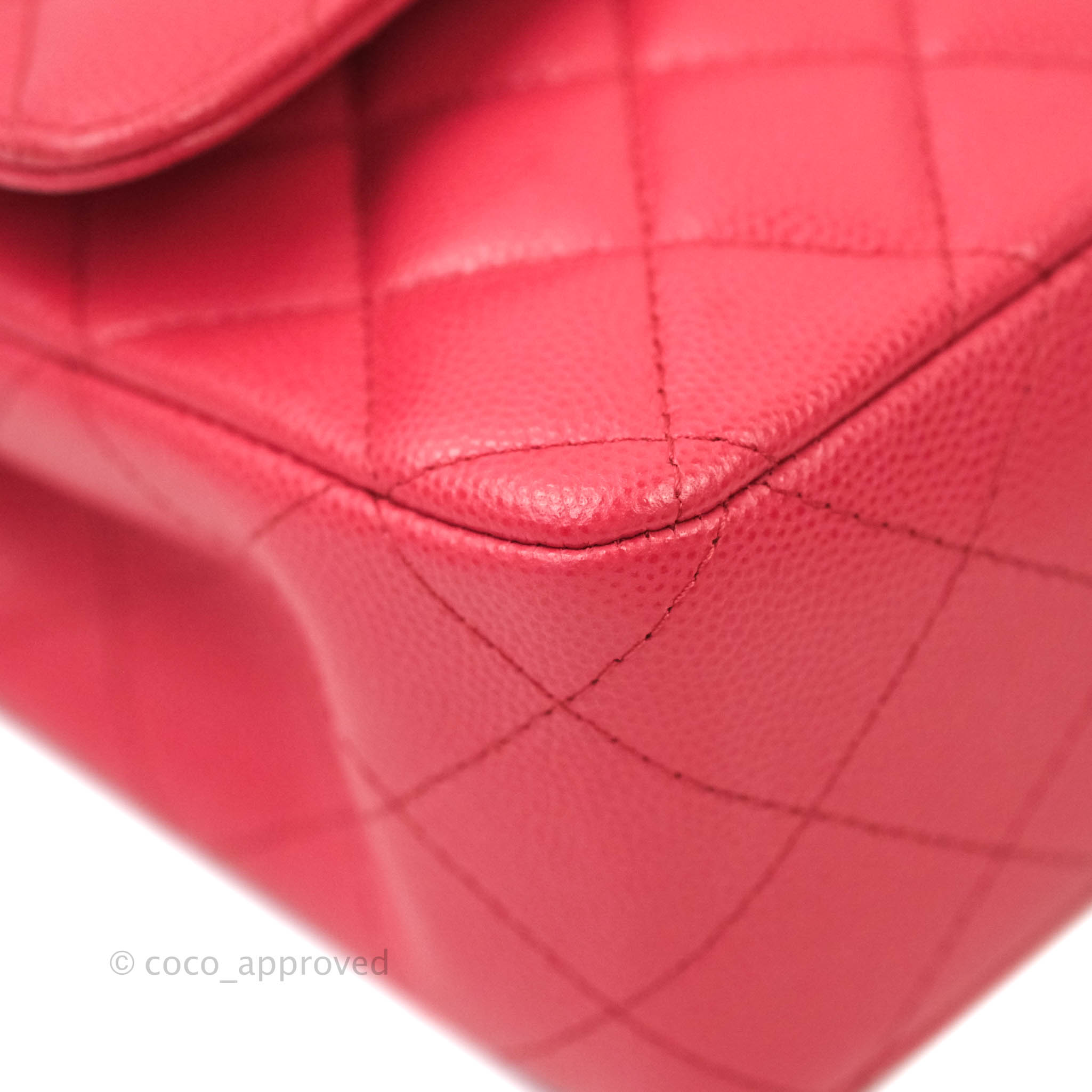 Chanel Classic Medium Double Flap Bag in Dark Pink Caviar Leather with Gold Hardware - Luxury Handbag for Women, Perfect for Parties, Weddings & Everyday Elegance