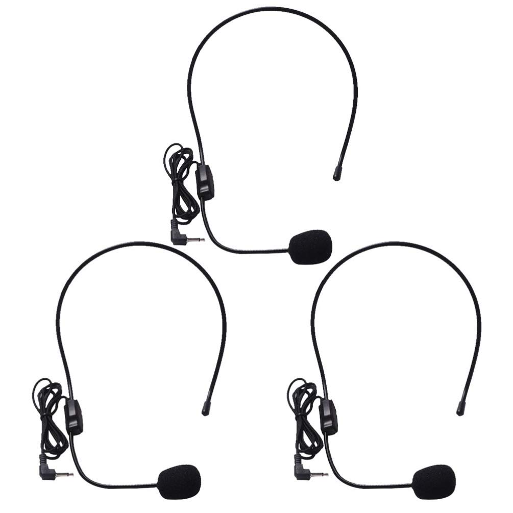 Exceart 3-Piece Headset Microphone - Wired Lavalier Mic with Built-in Speaker for Podcasting, Gaming, Karaoke, Live Streaming & Online Meetings (Universal Fit for Men & Women)