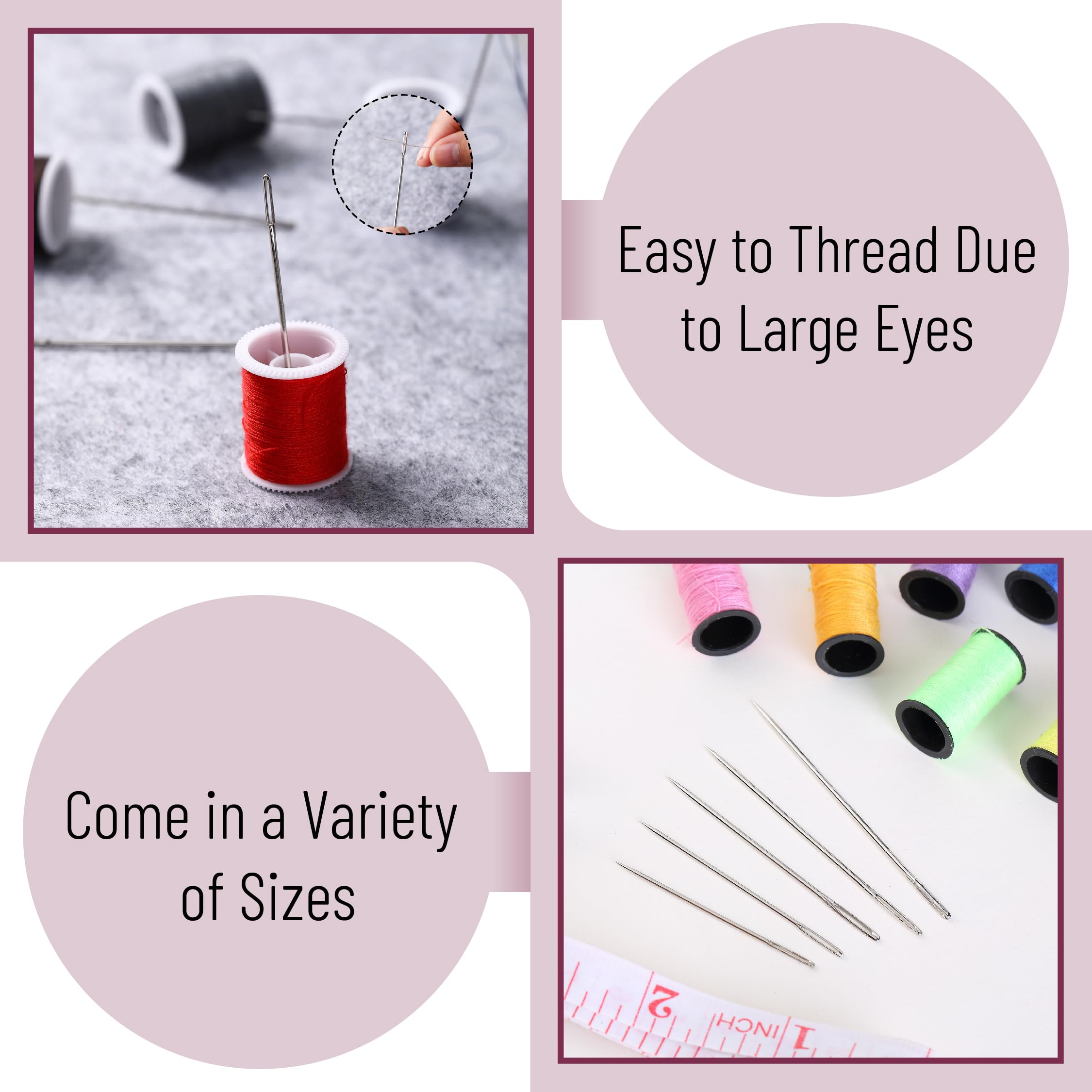 Mr. Pen Large Eye Hand Sewing Needles - 30 Pack (3 Sizes) Embroidery Needles for Quilting, Cross Stitch & Fabric Crafts | Perfect for Beginners & DIY Projects