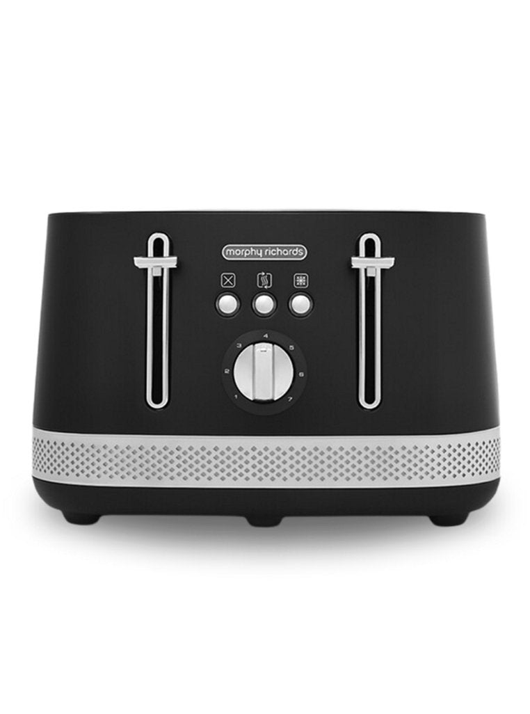 4 Slice Toaster with LED Illumination - Black Stainless Steel - Perfect for Breakfast, Brunch & Family Meals