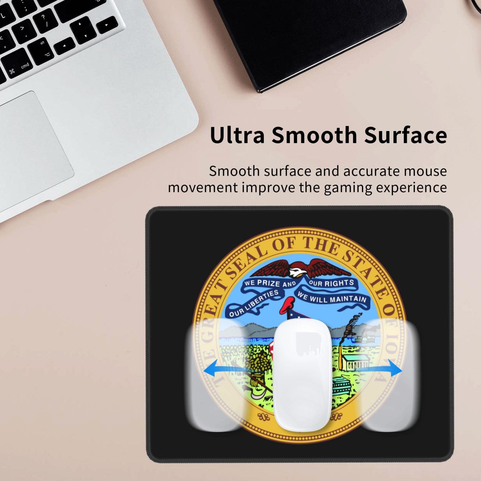 SIYTUAU Iowa State Seal Mouse Pad - Waterproof, Non-Slip Rubber Base - 10x12 Inch Office & Gaming Mousepad for Laptop & PC - Perfect for Work, Gaming & Home Office Use