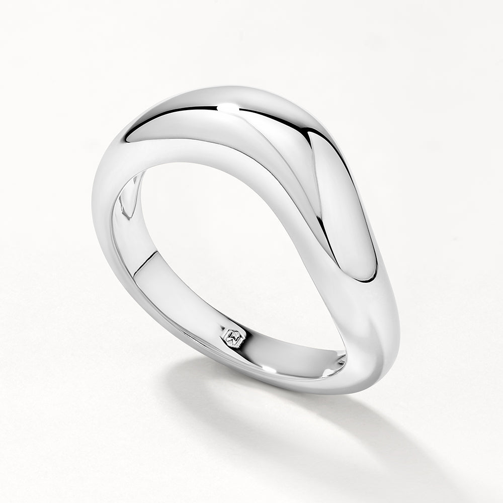Sterling Silver Wave Dome Ring for Women - Elegant Stackable Band Jewelry for Everyday Wear, Gift Giving & Special Occasions