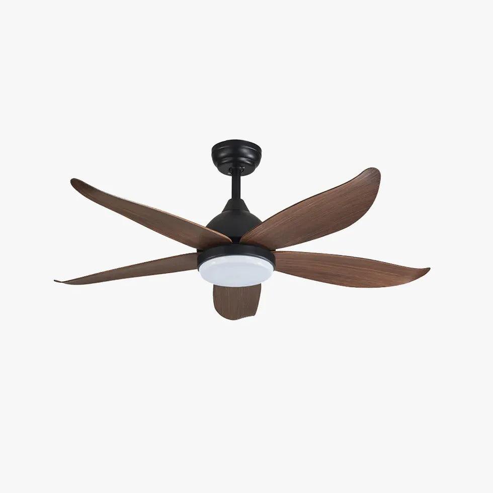 Modern Wooden Black Ceiling Fan with LED Light - Energy Efficient Cooling & Stylish Lighting for Living Room, Bedroom, or Office