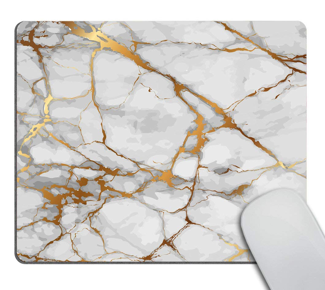 Premium White Marble Gold Grain Mouse Pad - Non-Slip Rubber Base Gaming Mousepad for Computer & Laptop - Office & Home Workspace Accessory - Perfect for Work, Gaming, and Daily Computing