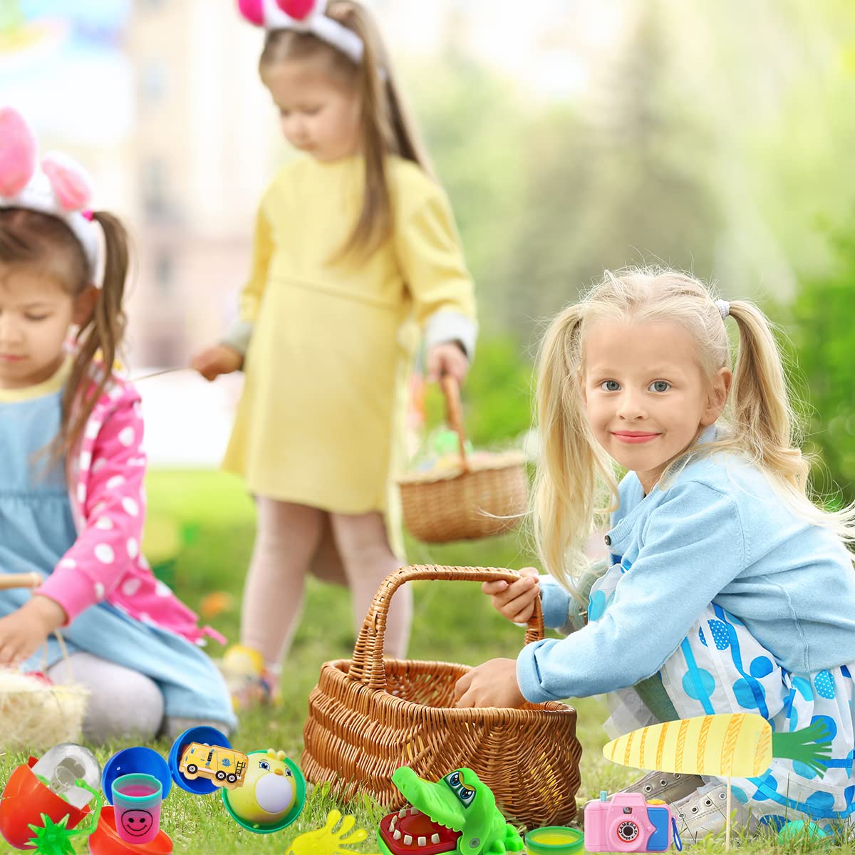 12-Piece Plastic Easter Eggs with Mini Toys Inside - Fun Easter Egg Hunt Set for Kids, Boys & Girls - Perfect for Easter Baskets, Party Favors & Holiday Celebrations