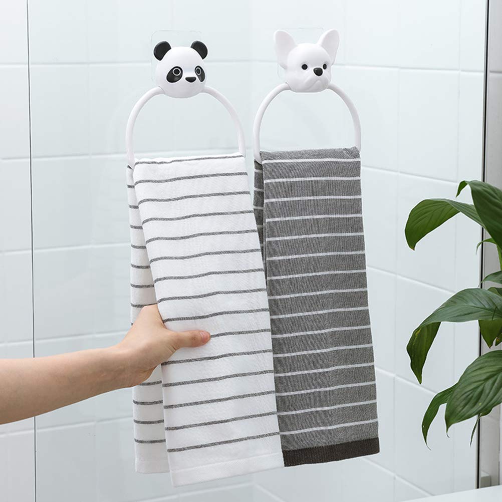Traceless Towel Rack - No Trace ABS Material Bathroom Organizer, Panda Cartoon Design Wall Mounted Shelf for Kitchen & Bathroom Towel Storage | Space Saving Home Decor