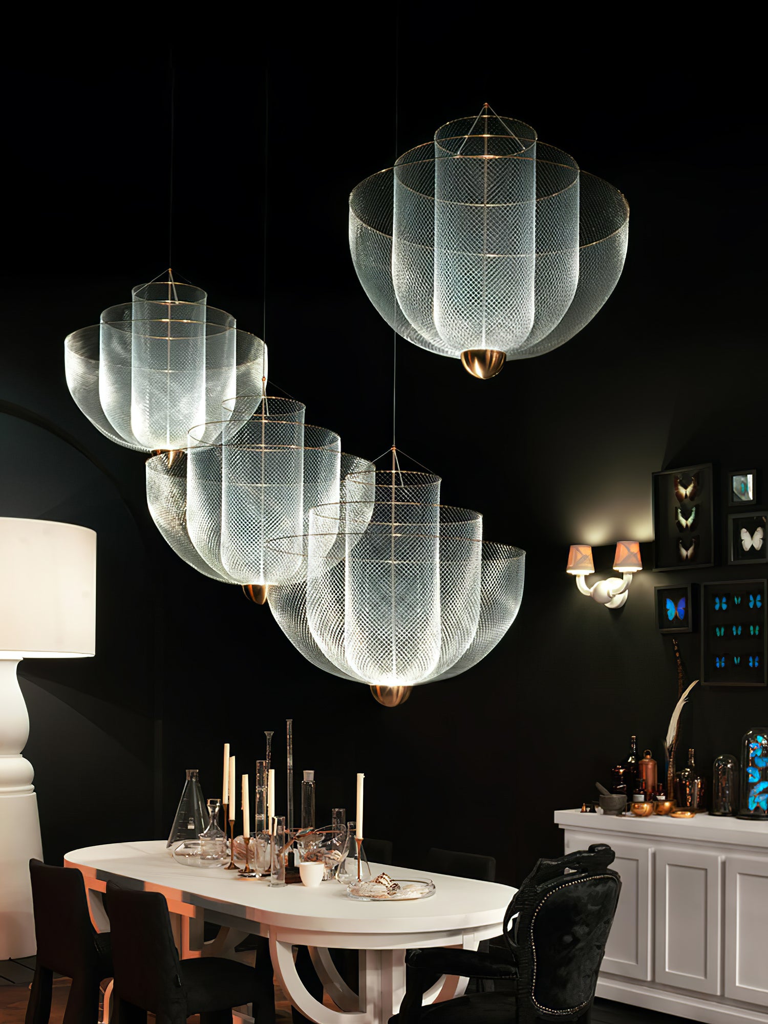 Meshmatics Modern Hanging Lamp - Adjustable LED Pendant Light for Living Room, Bedroom & Dining Room - Stylish Ceiling Fixture with Dimmable Warm White Light - Perfect for Home Decor & Ambient Lighting