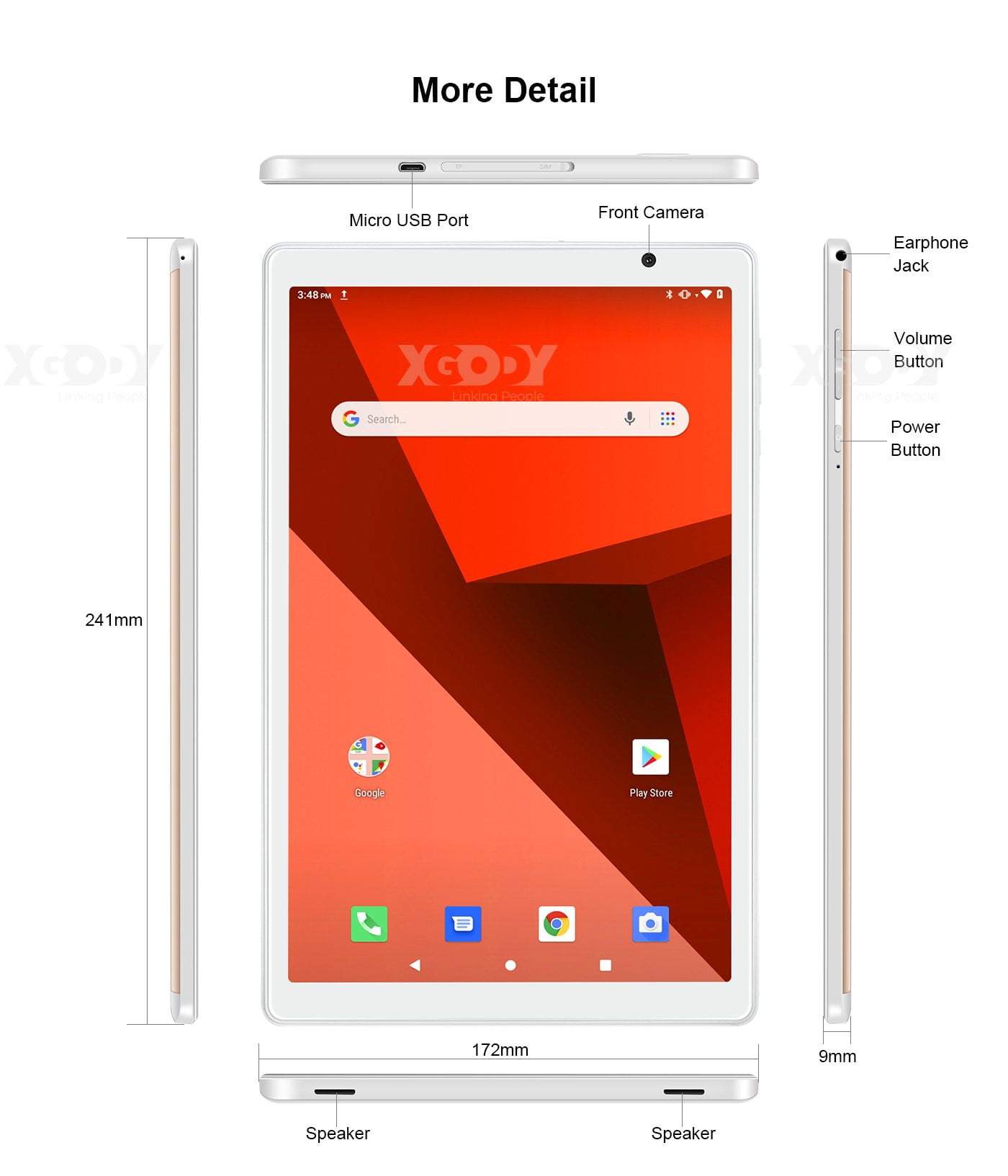 XGODY Y101 10.1 Inch Quad Core Slim Android Tablet - Lightweight Portable Tablet for Work, Study & Entertainment | Perfect for Business, Online Classes & Streaming