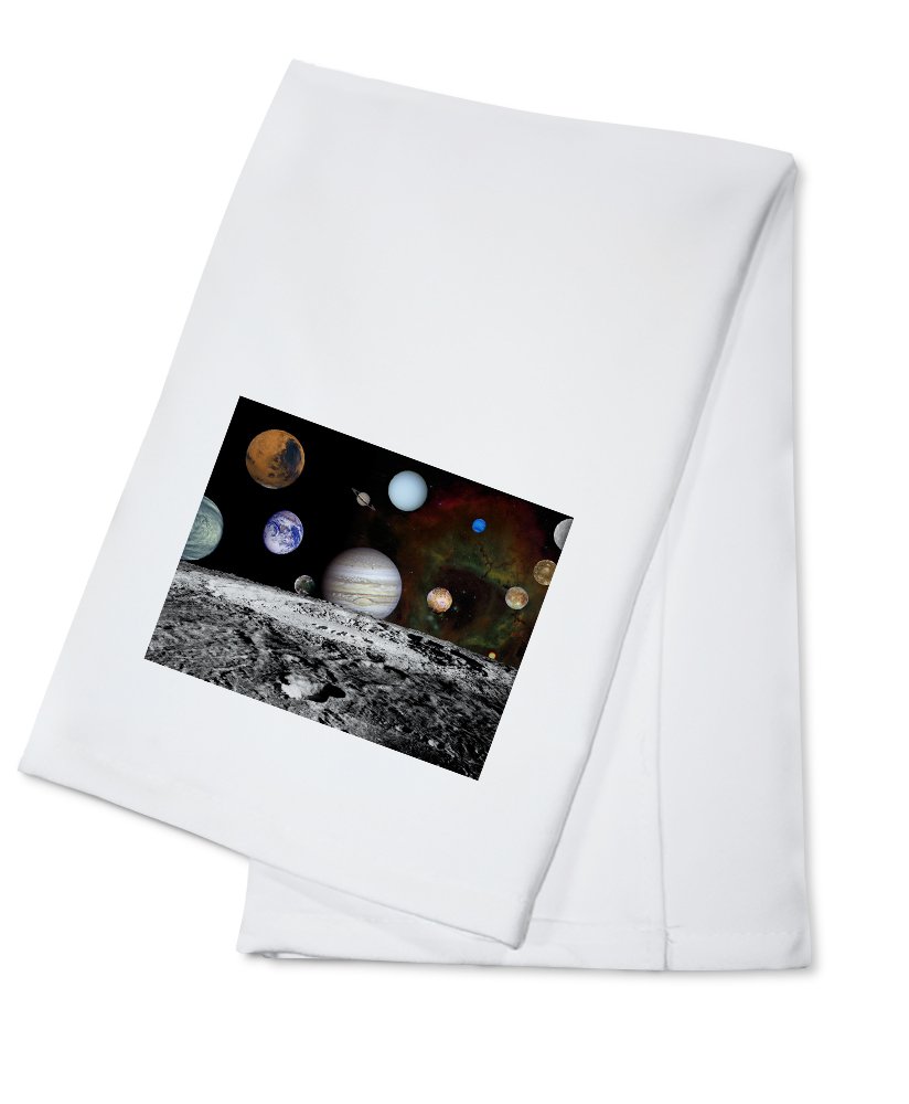 Vintage Solar System Voyager Images Montage Tea Towel - 100% Cotton Decorative Hand & Kitchen Towel for Home Decor, Dish Drying & Gift Giving