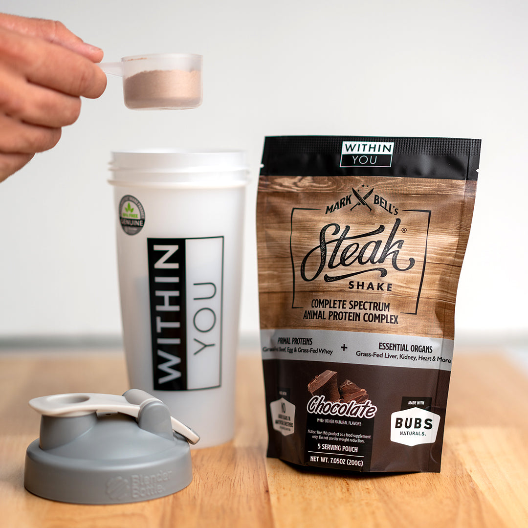 Mark Bell's Steak Shake® Travel Size Protein Powder - 5 Servings of Complete Spectrum Animal Protein for Athletes & Fitness | Perfect for Gym, Travel & Post-Workout Recovery