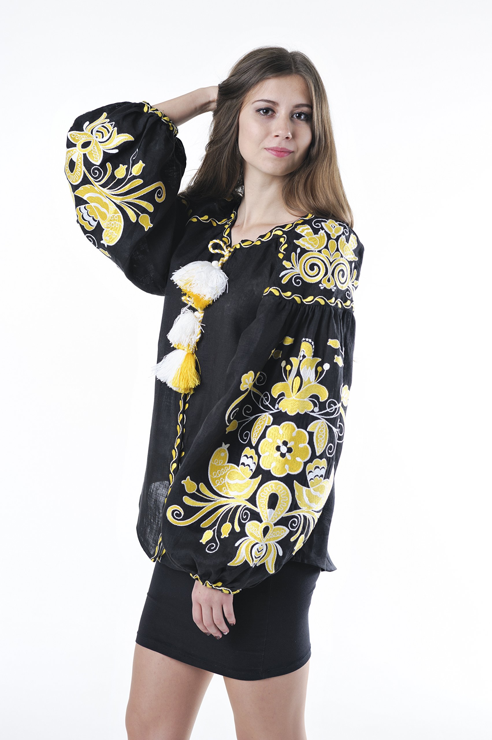 Ukrainian Embroidered Linen Blouse - Boho Ethnic Style Women's Top | Natural Fabric for Casual Wear, Summer Outfits & Festival Fashion