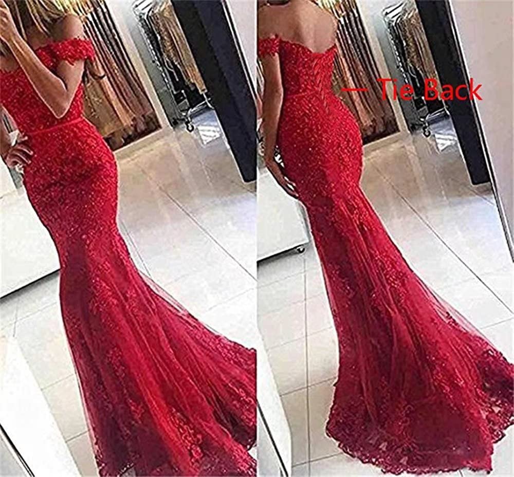 Elegant Off Shoulder Mermaid Beaded Lace Prom Dress for Women - Formal Evening Gown for Wedding, Homecoming & Special Occasions