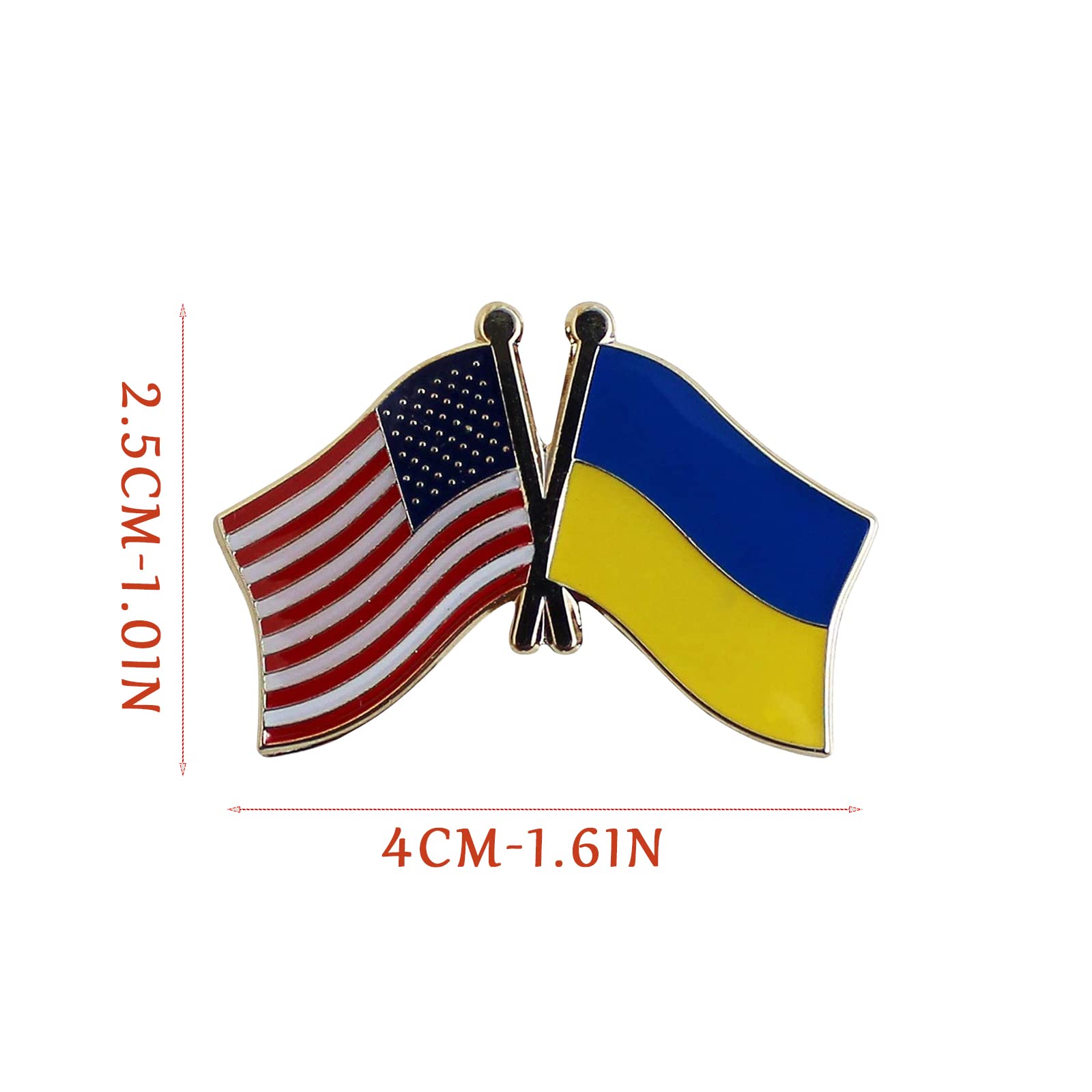 Ukrainian Flag Pin & USA Flag Friendship Lapel Pin Set (3pcs) - Bulk Ukrainian Lapel Pins, I Stand With Ukraine Button Badge - Perfect for Political Support, Patriotic Events & International Friendship Gifts