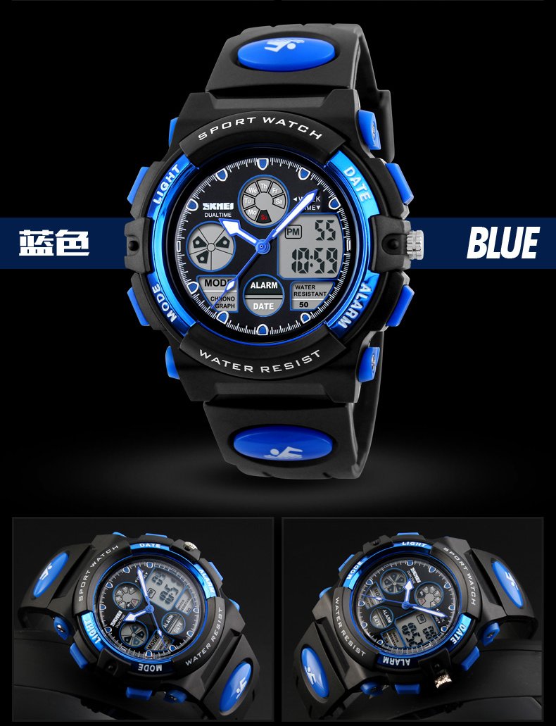 SKMEI Kids Analog Digital LED Backlight Watch with Week Alarm & Chronograph - Waterproof Sports Watch for Boys & Girls - Perfect for School, Outdoor Activities & Daily Use