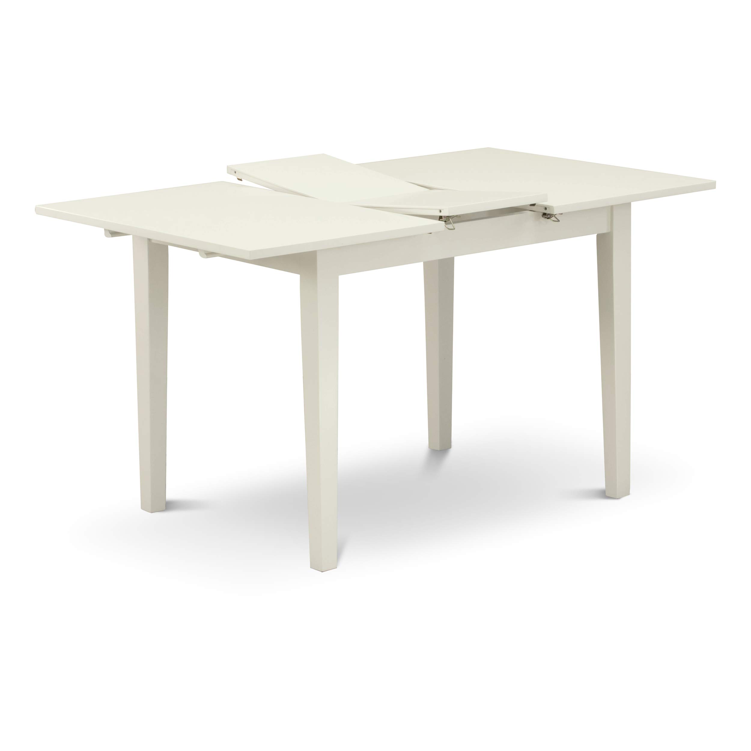 East West Furniture 3 Piece Kitchen Table Set - Rectangle Dining Table with Butterfly Leaf & 2 Light Gray Faux Leather Chairs, 32x54 Inch, Linen White - Perfect for Small Spaces, Breakfast Nooks & Cozy Dining Areas