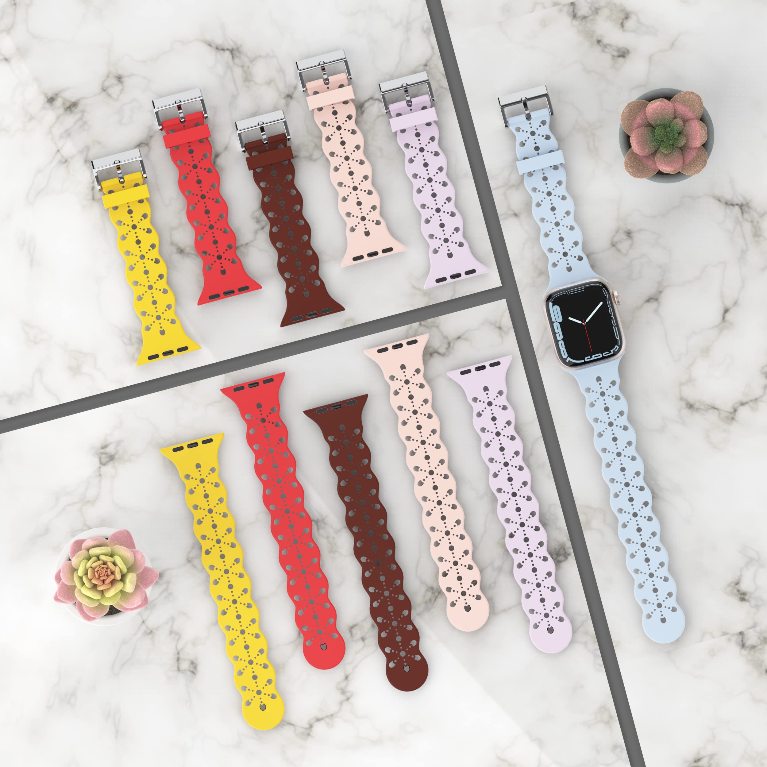 Premium Silicone Sport Watch Bands Compatible with Apple Watch 38mm 40mm 41mm 42mm 44mm 45mm - Replacement Strap for Series 7/6/5/4/3/2/1/SE - Durable & Comfortable Bracelet for Women & Men - Perfect for Workouts, Running & Everyday Wear