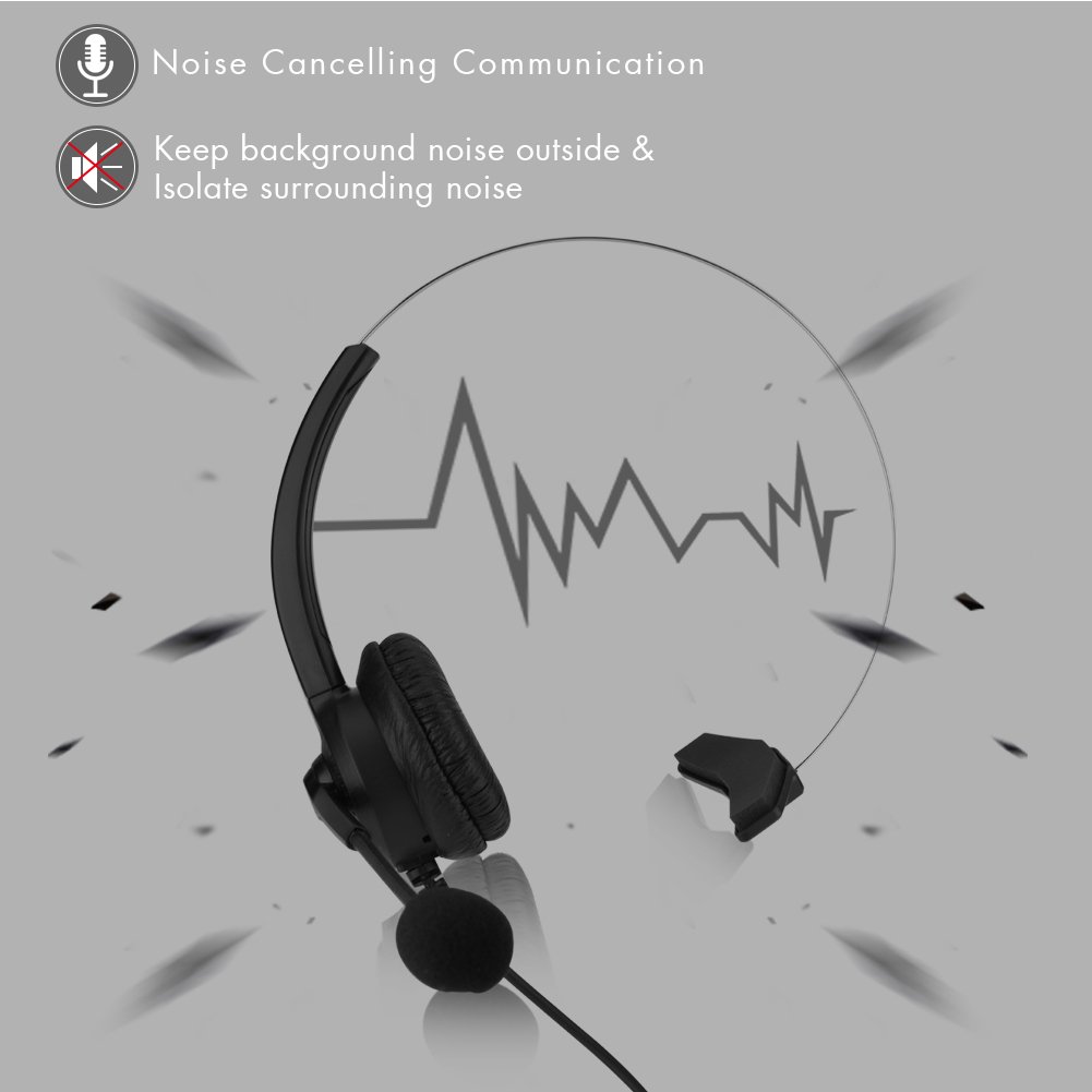 Noise Cancelling Phone Headset with Crystal Clear Microphone - 2.5mm/3.5mm/Dual 3.5mm Jack - 360° Rotatable Earmuffs & Adjustable Headband for Call Center, Office, Computer, Telephone - Perfect for Remote Work, Customer Service & Business Communications