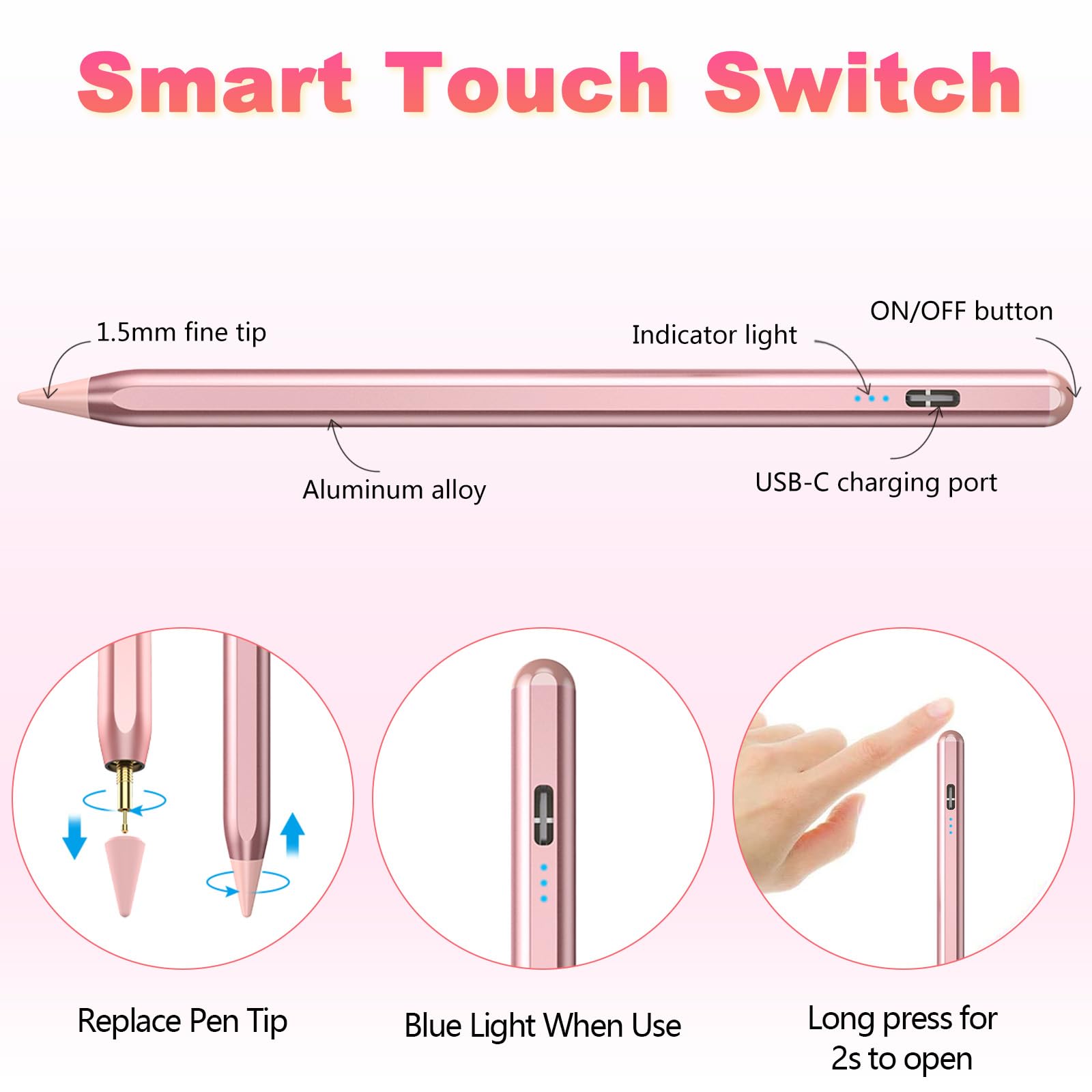 KBCASE Stylus Pen for Apple iPad (2018-2023) - 2nd Gen Pencil with Fast Charging & Palm Rejection | Compatible with iPad 10/9/8/7/6, iPad Pro 11