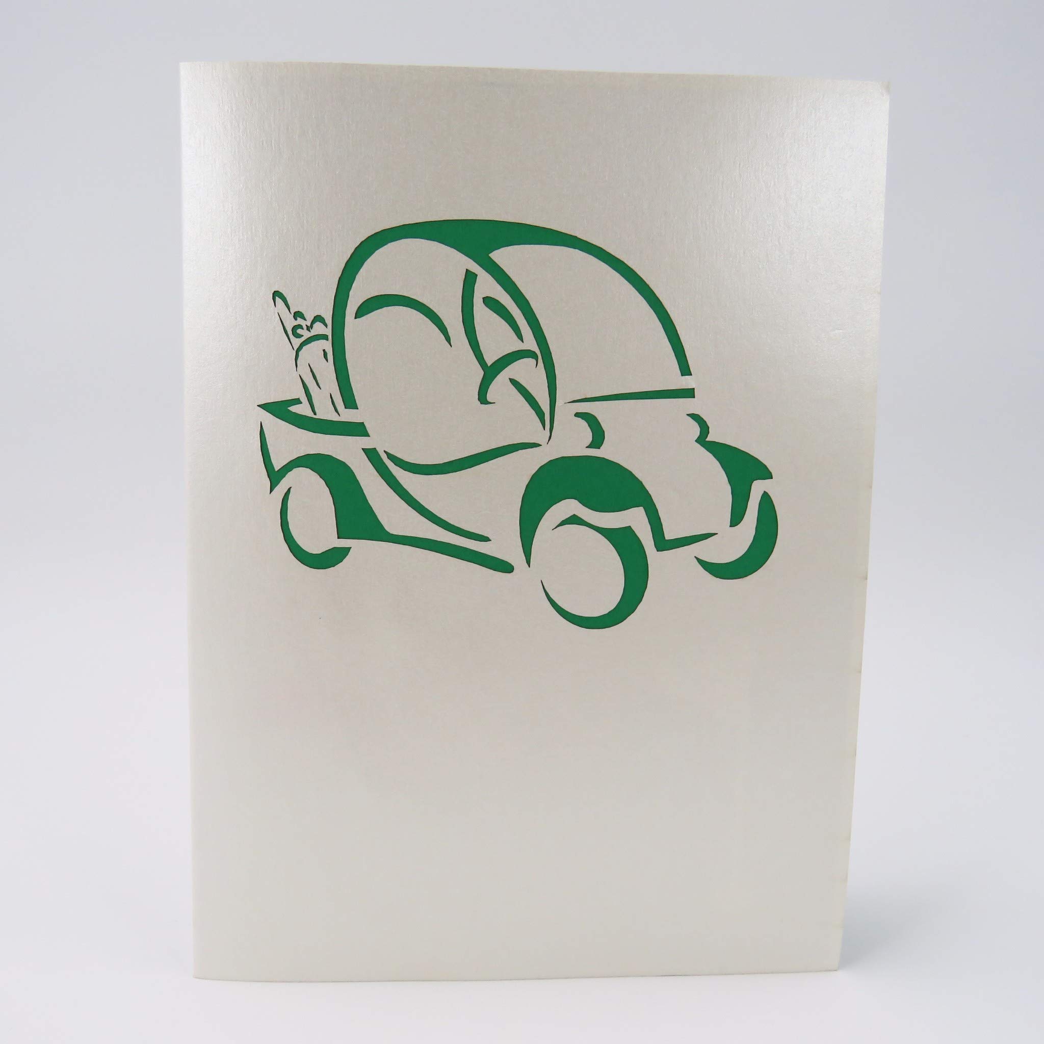3D Pop-Up Golf Cart Greeting Card - Retirement, Birthday, Father's Day Card for Golf Lovers | Unique Golf Gifts for Men & Golfer Fans | Perfect for Celebrations & Special Occasions (Dark Green)