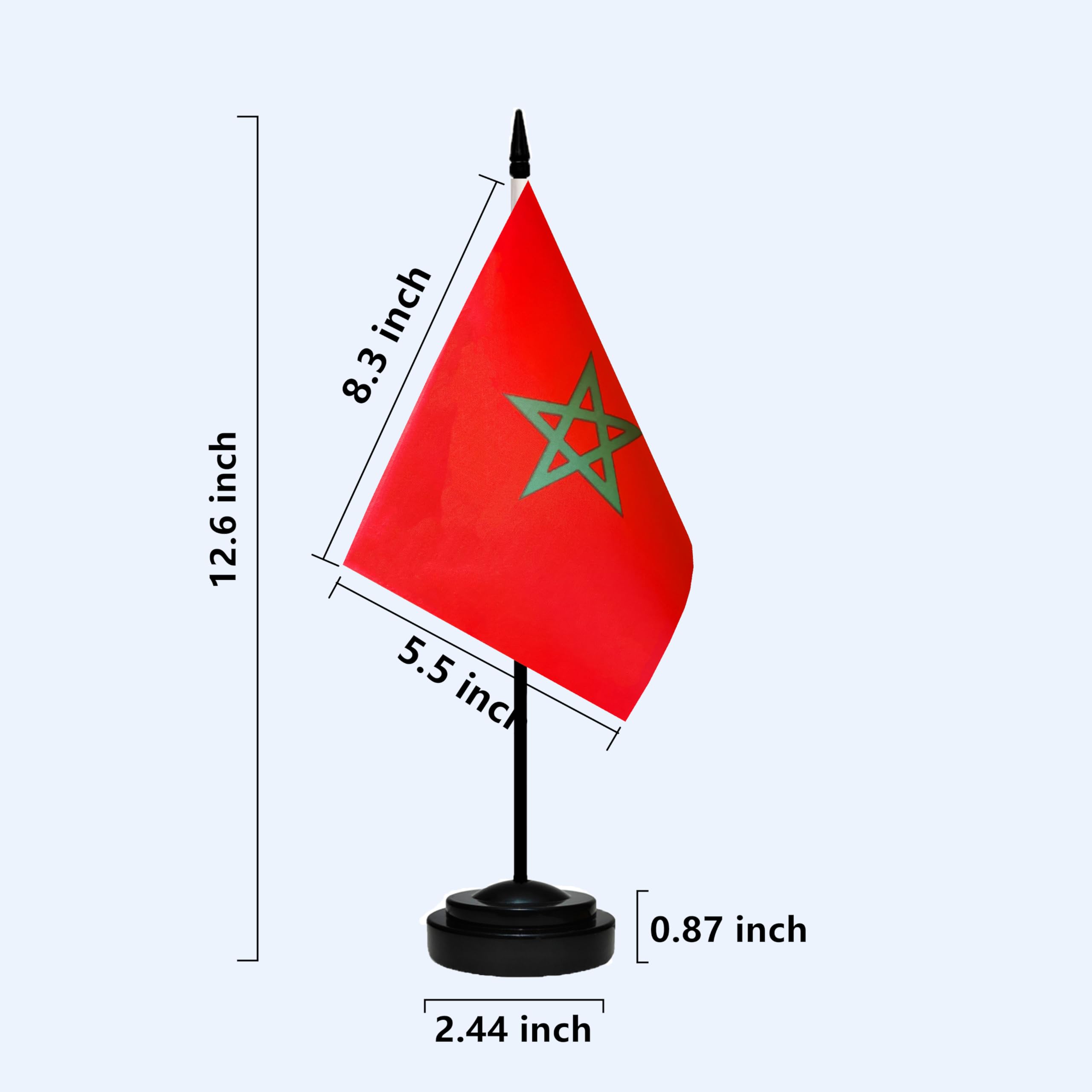 Premium Miniature Morocco Flag Set - 2 Pack Small Desk Flags with 13