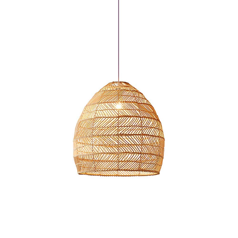 Japanese Style Rattan Pendant Light with E27 Base - 35Cm Diameter Handwoven Chandelier for Bedroom, Dining Room & Tea Room | Boho Farmhouse Ceiling Lighting Fixture | Perfect for Cozy Home Decor and Relaxing Spaces