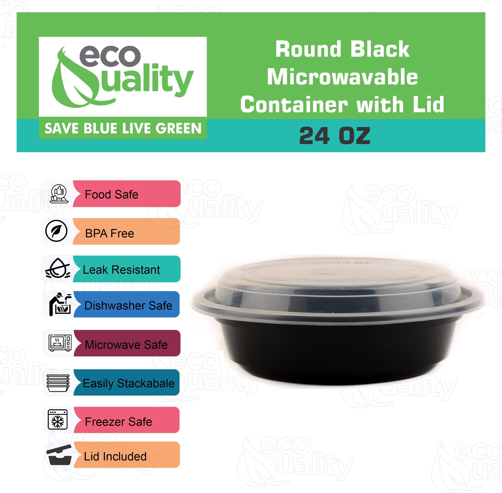 24 oz BPA-Free Plastic Meal Prep Containers with Lids - Round Microwave & Freezer Safe Food Storage Containers - Stackable, Reusable & Dishwasher Safe for Meal Prepping, Leftovers & Office Lunches (Black, Pack of 450)