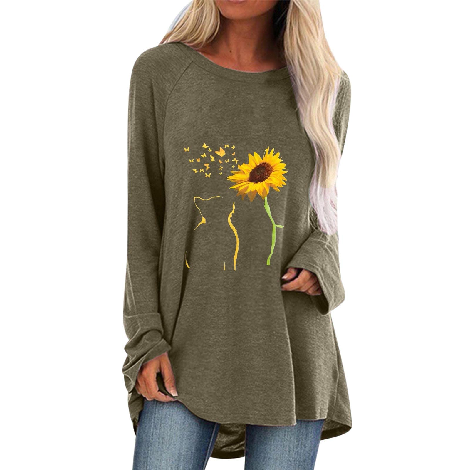 Fankle Women's Plus Size Short Sleeve Flowy Tunic Top with Dandelion Print - Perfect for Casual Wear with Leggings, Work, and Everyday Outfits