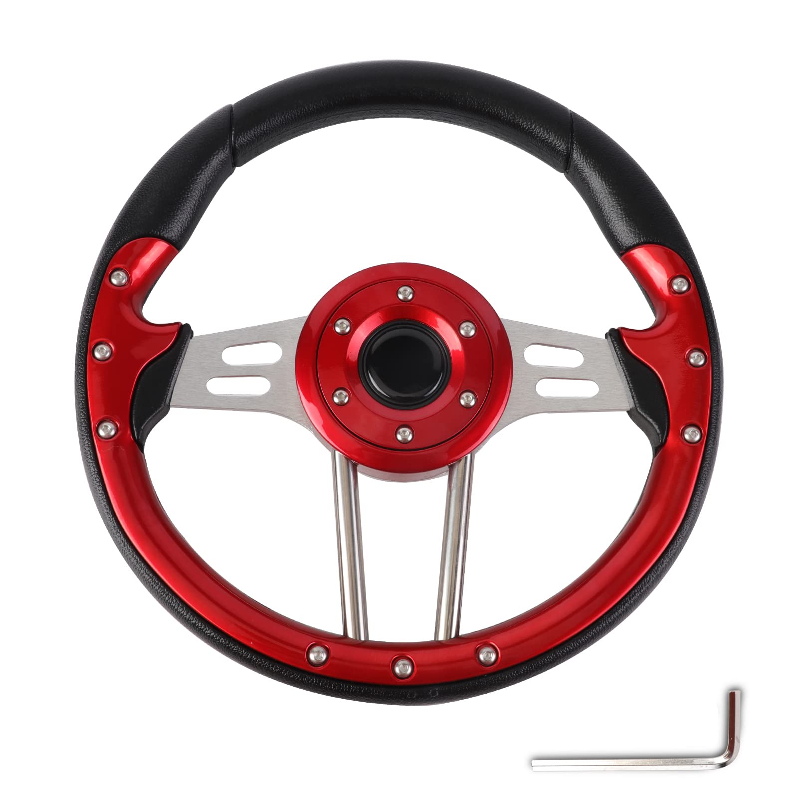 High-Performance Racing Style Steering Wheel for EZGO TXT & RXV, Yamaha, Club Car DS & Precedent Golf Carts - Universal Fit, Enhanced Grip & Comfort - Perfect for Golfing, Neighborhood Cruising & Utility Vehicles