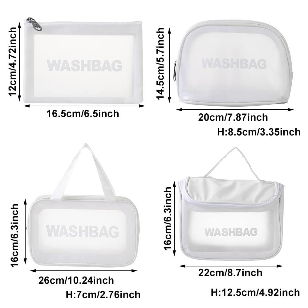 HomeSoGood 4Pcs Clear PVC Cosmetic Bags Set - Waterproof Travel Makeup Organizer for Beauty Tools, Pink Washable Cosmetic Cases (One Size) - Perfect for Travel, Salon, Gym & Daily Beauty Storage