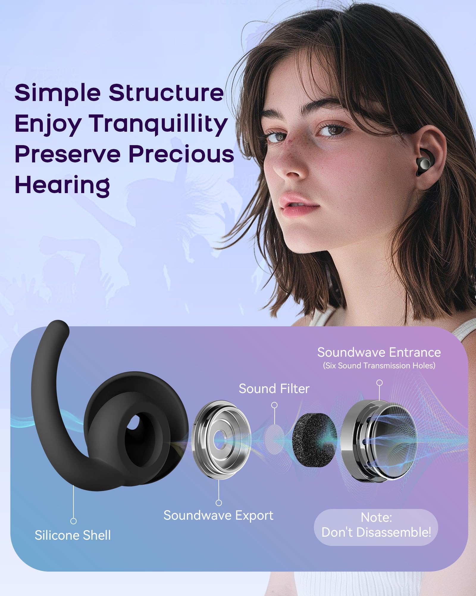 Noise Cancelling Ear Plugs for Sleeping, Concerts, Work, Study, Travel & Focus - Soft Comfortable Earplugs for Blocking Noise, Perfect for Office, Airplane & Night Sleep