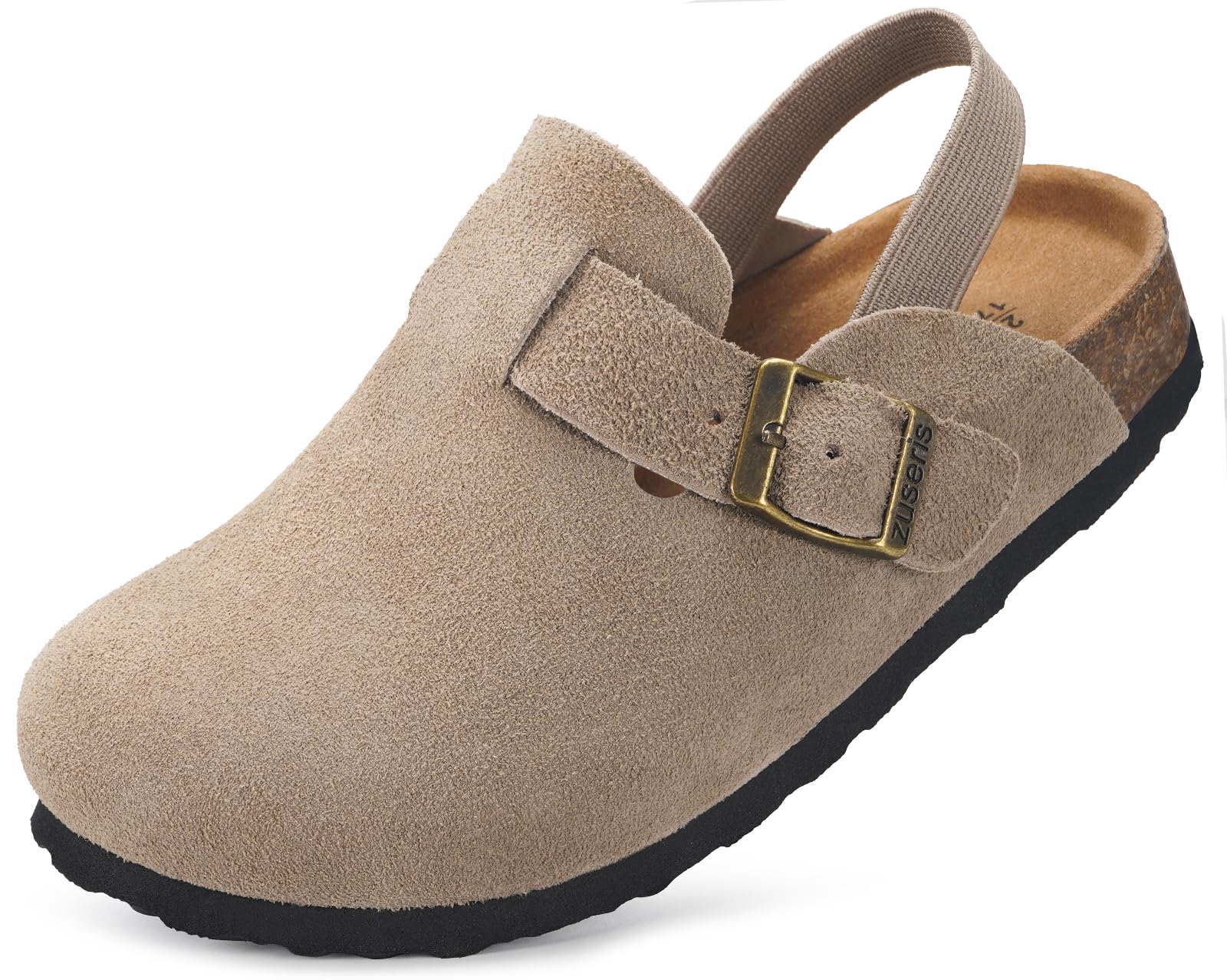 **ZUSERIS Kids Suede Clogs for Toddlers - Adjustable Buckle Leather Slip-On Mules with Cork Footbed - Comfortable Sandals for Boys & Girls - Perfect for Playtime, School & Outdoor Adventures**