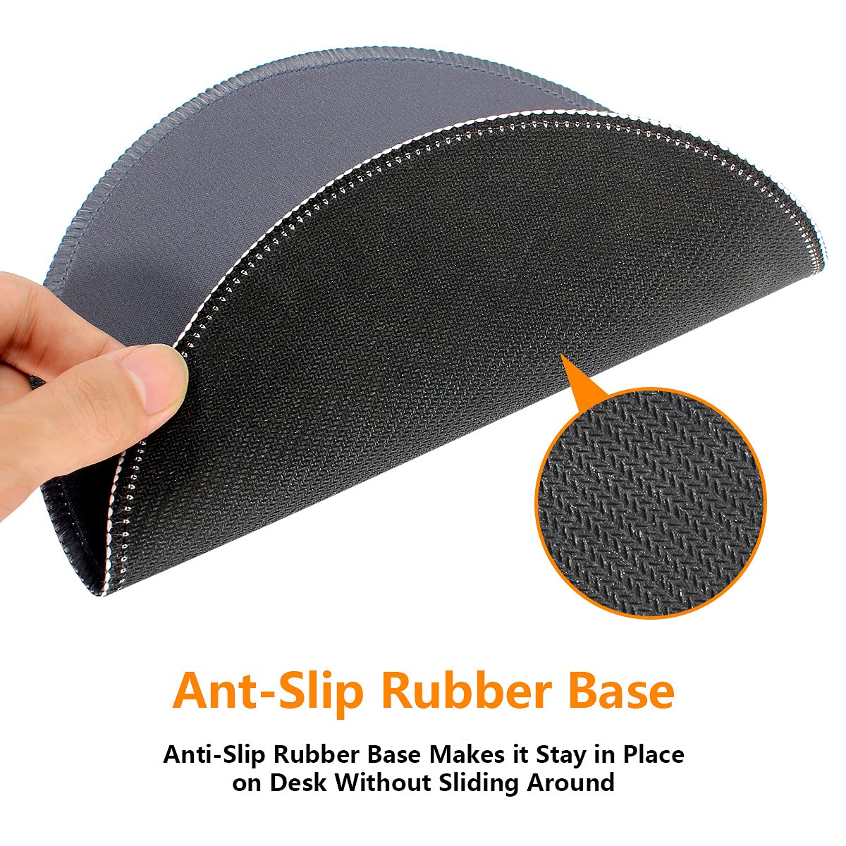 Premium Round Gaming Mouse Pad - Non-Slip Rubber Base, Stitched Edge, 8.66x8.66x0.07 Inch Foldable Desk Mat for PC, Laptop & Office Use | Perfect for Gaming, Work & Home Office Setup (Dark Gray)