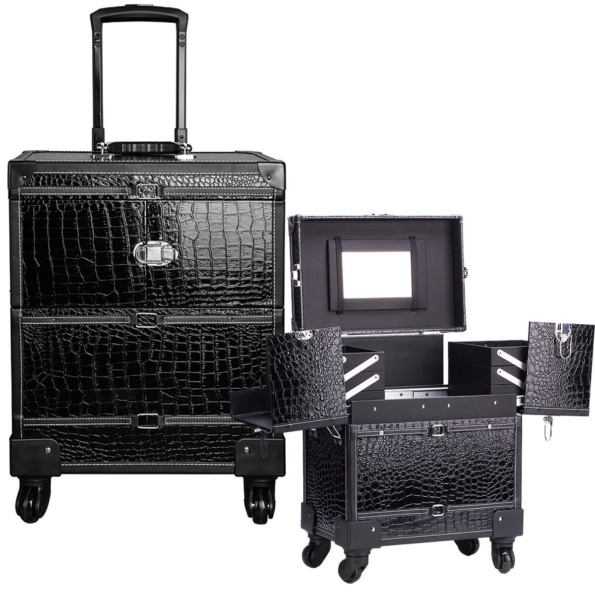 Professional Aluminum Cosmetic Makeup Trolley Case - Portable Beauty Organizer for Makeup Artists & Salon Professionals - Perfect for Travel, Salon Storage & Mobile Makeup Services
