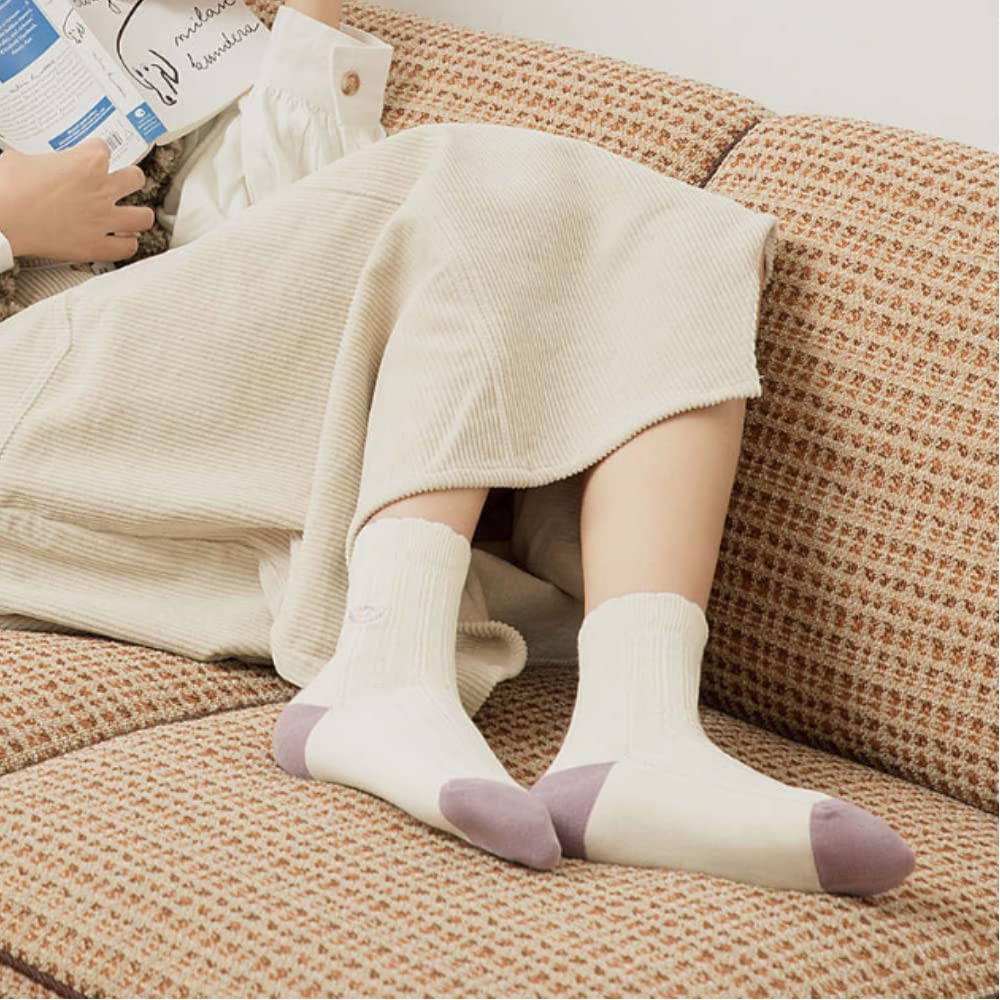 Nigeiyeme Women's 3-Pack Cute Japanese Fashion Crew Socks - Soft, Warm Cotton Socks with Fun Designs for Casual Wear, Work, and Everyday Comfort