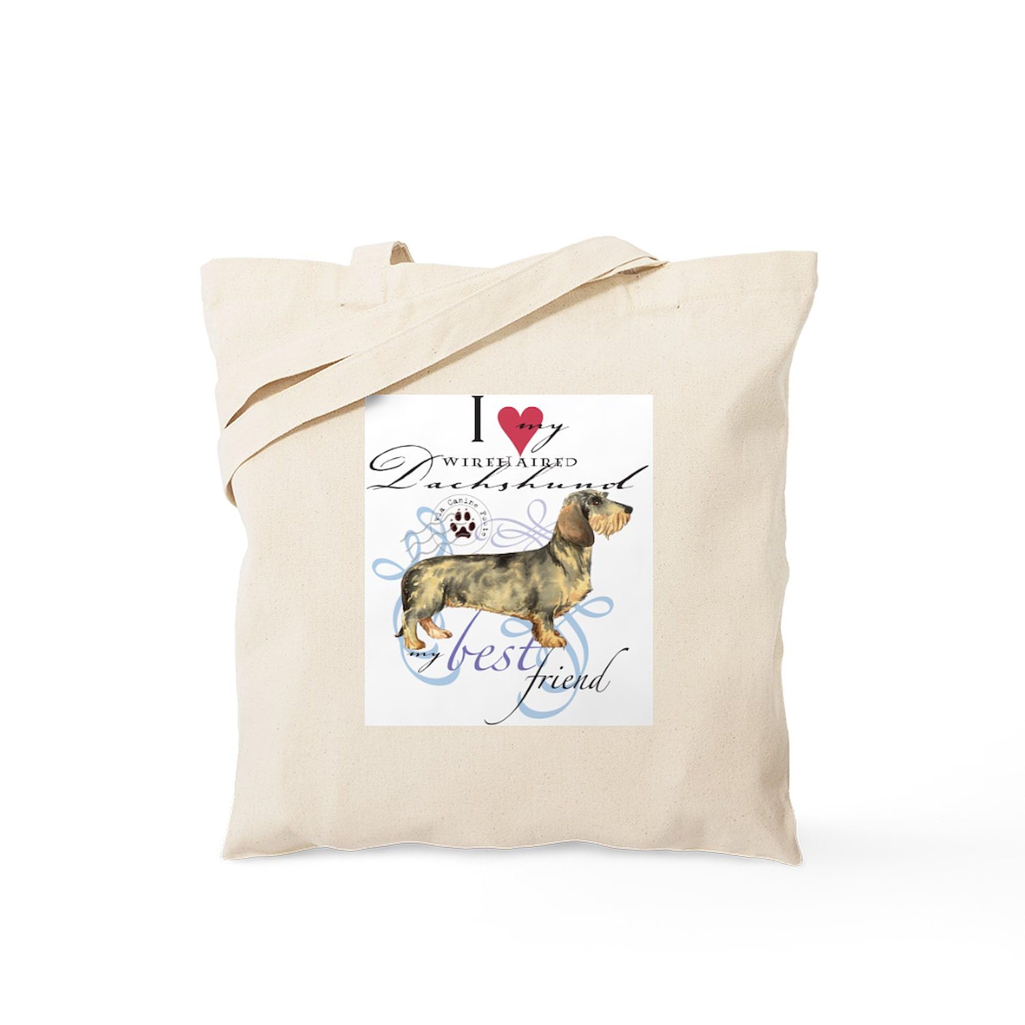 Wirehaired Dachshund Tote Bag - Natural Canvas Reusable Shopping Bag for Groceries, Beach & Daily Use | Cute Dog Lover Gift