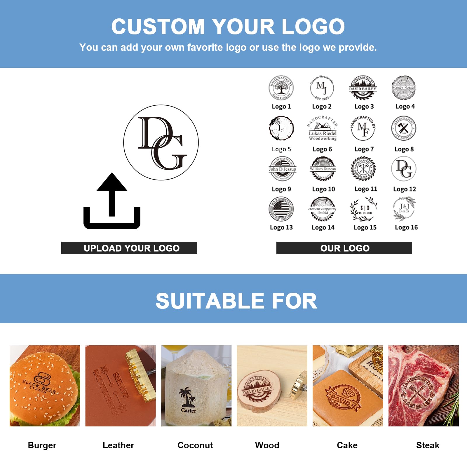 Custom Electric Branding Iron for Wood Burning - 300W Durable Metal Branding Tool with Personalized Logo - Perfect for Wood, Leather & Meat Marking - Handcrafted Design for DIY Projects, Weddings & Personalized Gifts (2.5 Inches) - Great for Craftsmen, BBQ Enthusiasts & Gift Makers