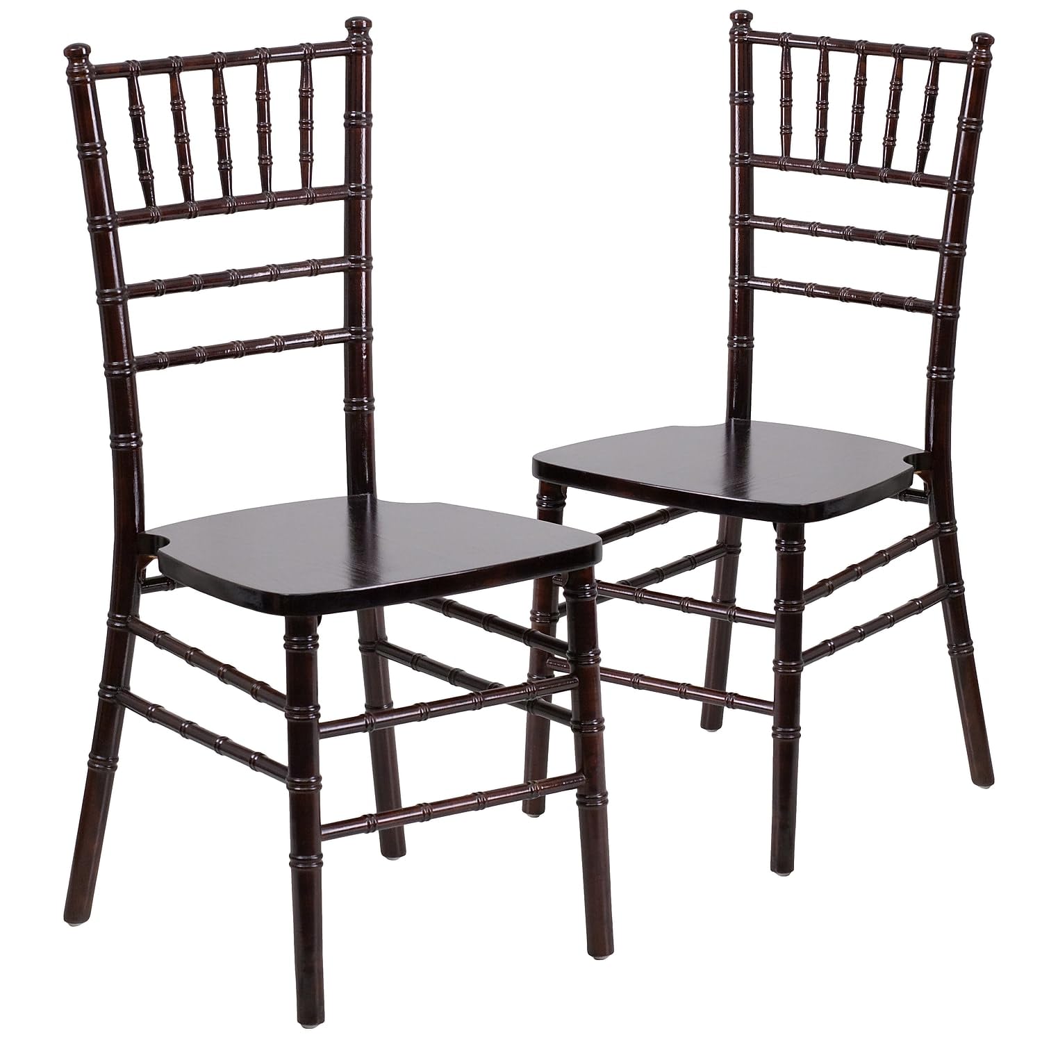 Flash Furniture 2-Pack HERCULES Series Walnut Wood Chiavari Chairs - Elegant Wedding, Banquet & Event Seating - Durable Wooden Chairs for Indoor & Outdoor Use