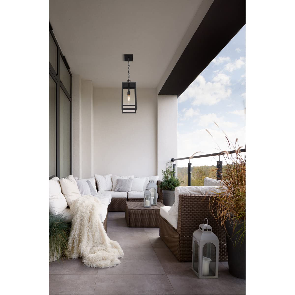 Z-Lite 596CHB-BK Nuri Outdoor Ceiling Light Fixture - 1-Light 100W Black Weatherproof - Perfect for Patio, Porch, Garden & Entryway Lighting