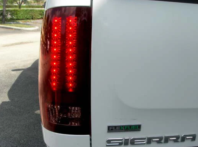 2007-2013 GMC Sierra LED Tail Lights - Dark Red Smoked Lens for Improved Visibility & Style | Perfect for Night Driving & Custom Truck Upgrades